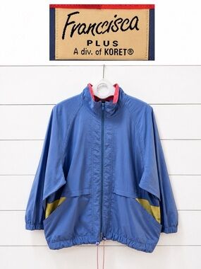 FRANCISCA PLUS OVERSIZED Blue & Pink Windbreaker Jacket Size 40 Xl/XXL
